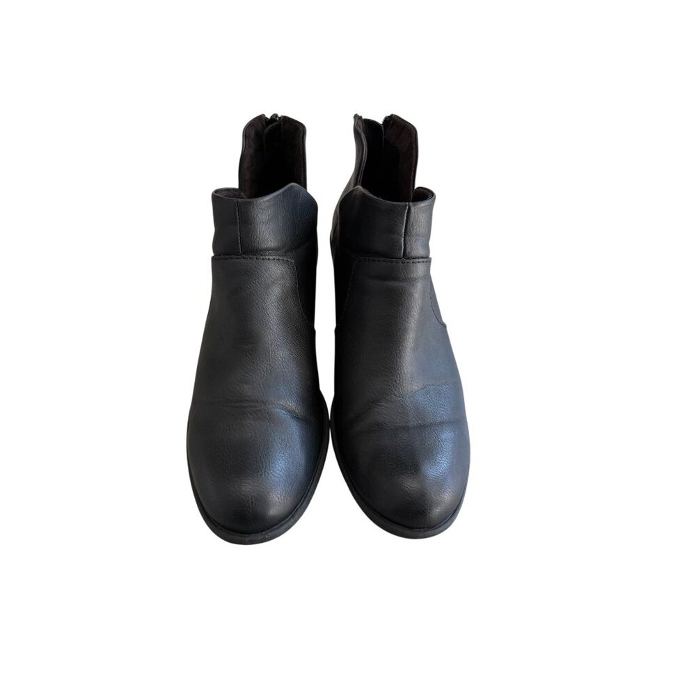 B.O.C Black Leather Ankle Booties Back Zipper Closure Size 9 - Picture 6 of 8